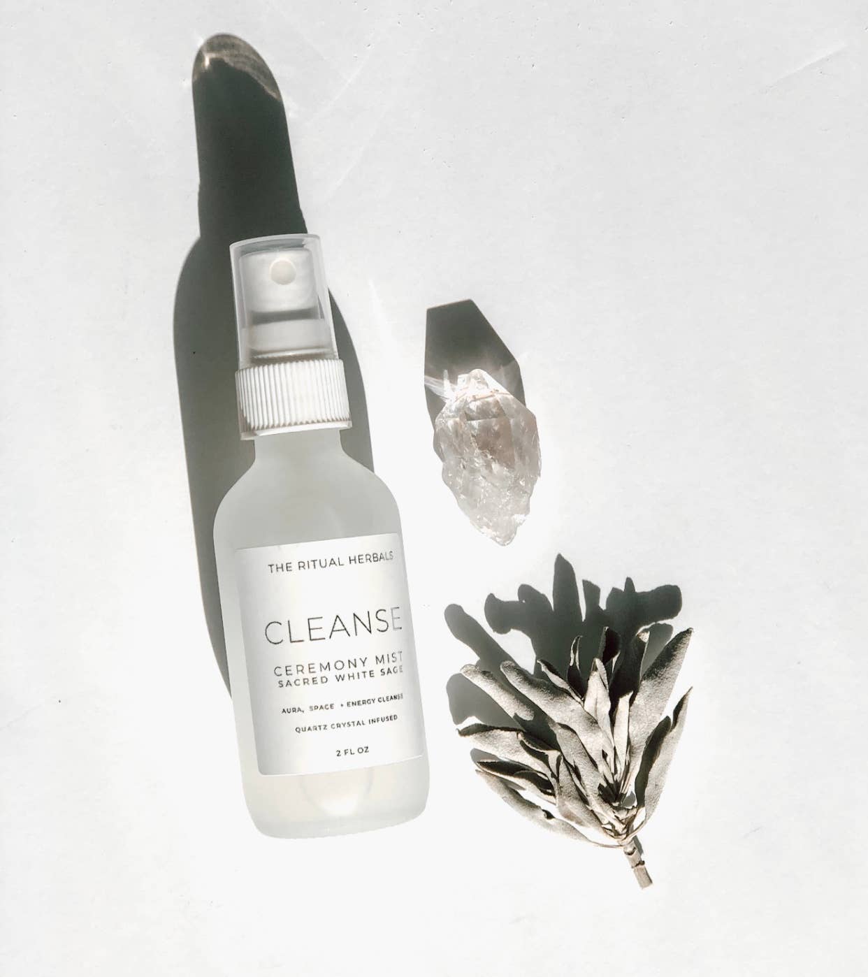 Cleanse White Sage Smudge Mist aura cleanse Quartz crystal