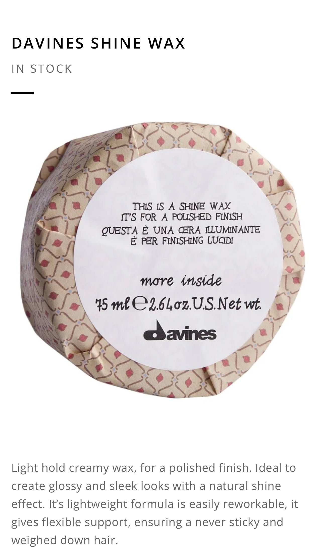 Davines - This is a Shine Wax