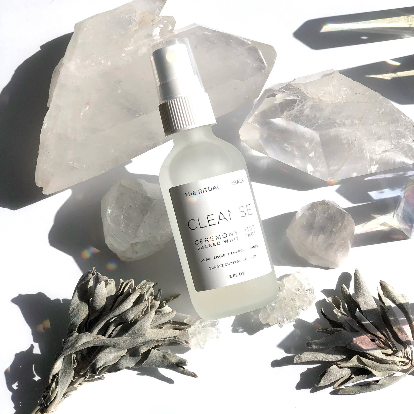 Cleanse White Sage Smudge Mist aura cleanse Quartz crystal