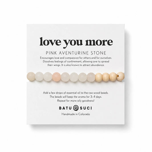 Batu Suci Handmade Jewelry - Love you More Diffuser Bracelet  |  Pink Aventirune Aromatherapy Bracelet