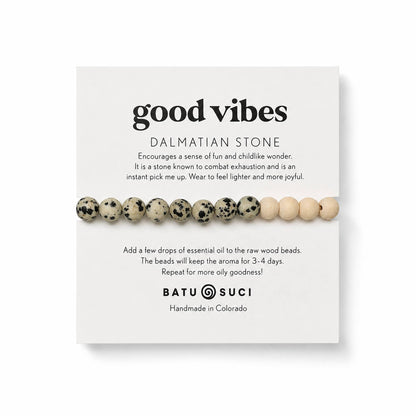 Batu Suci Handmade Jewelry - Good Vibes Diffuser Bracelet  |  Dalmatian Jasper Aromatherapy Bracelet