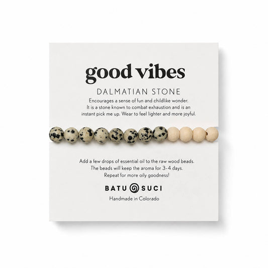 Batu Suci Handmade Jewelry - Good Vibes Diffuser Bracelet  |  Dalmatian Jasper Aromatherapy Bracelet
