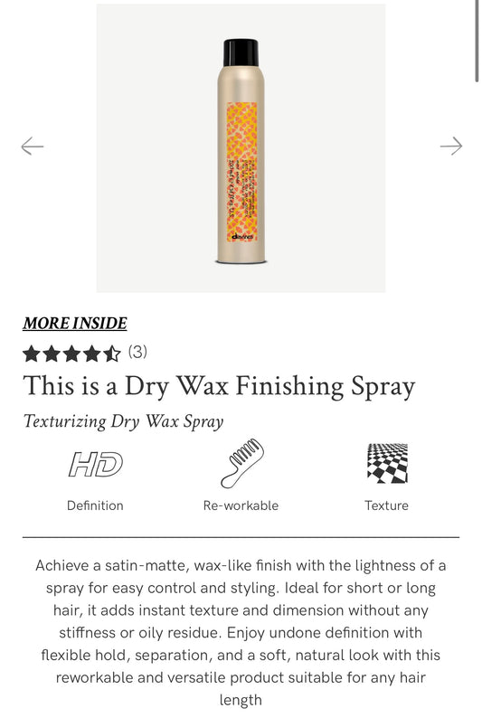 Davines - This is a Dry Wax FinishingSpray