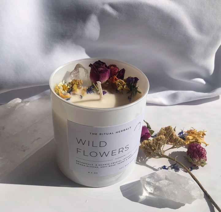 Wildflower Botanical Crystal Soy Wax Candle