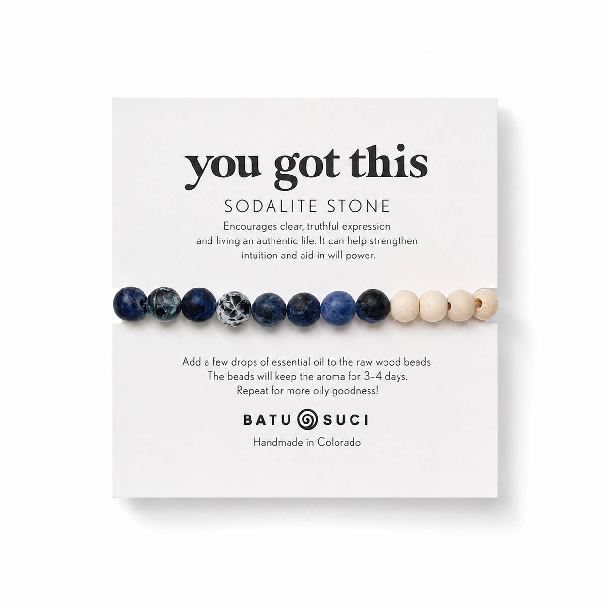 Batu Suci Handmade Jewelry - You Got This Diffuser Bracelet  |  Sodalite Aromatherapy Bracelet