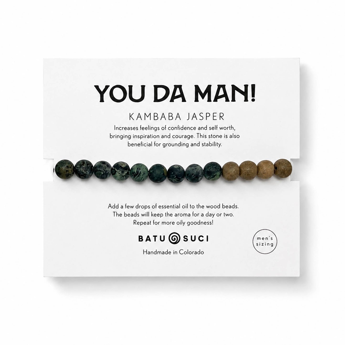 Batu Suci Handmade Jewelry - You Da Man Diffuser Bracelet  |  Men's Kambaba Jasper